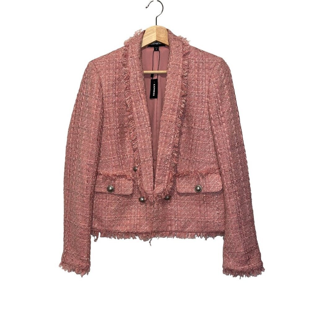 NWT Dusty Pink Tweed Jacket - Picture 2 of 10